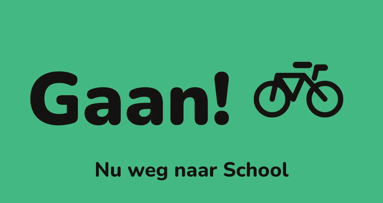 De klok zegt: Gaan! Nu weg naar school.
